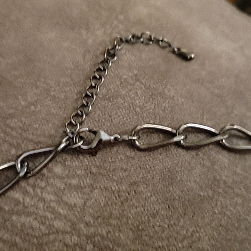 Vtg Gunmetal Silver Beaded Bauble Chain Disco Festival Necklace - Picture 6 of 7